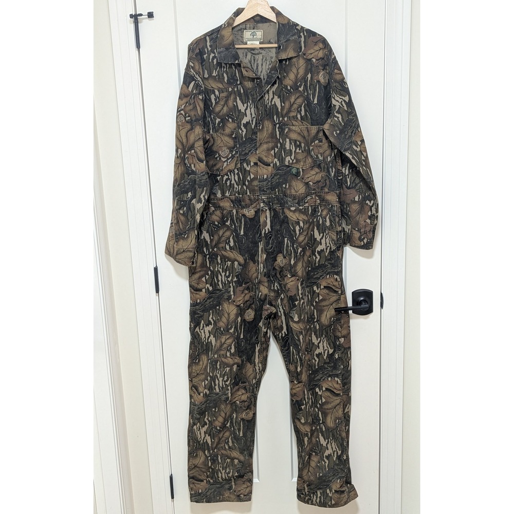Vintage Mossy Oak Fall Foliage Camo Coveralls Large Regular Made in USA Hunting